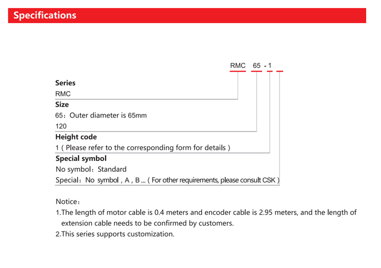 Specification Of Direct Drive Torque Motor-RMC Series